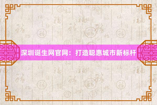 深圳诞生网官网：打造聪惠城市新标杆